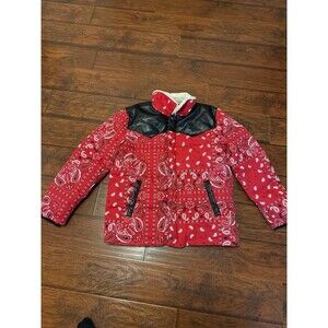Levi's Men's Out West Mixed Media Jacket Red Bandana Print Puffer Large